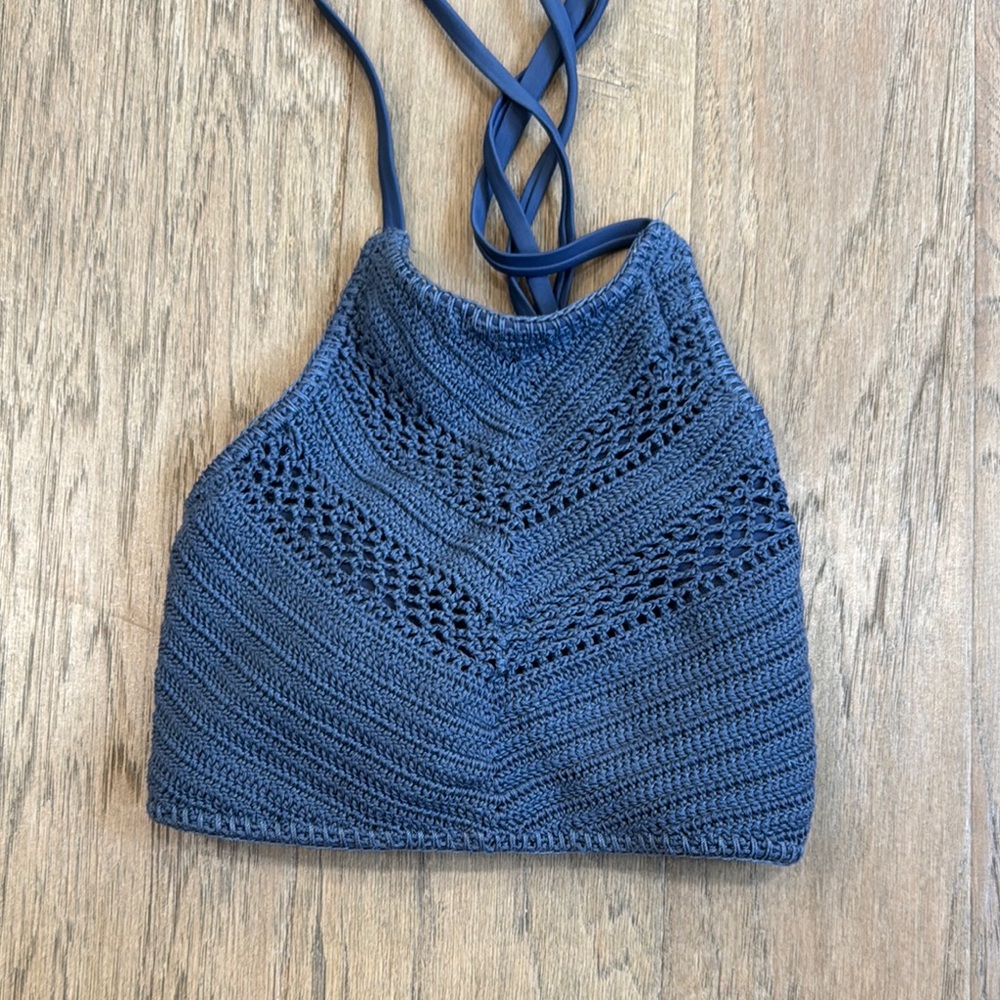 Xhilaration Juniors Crochet High Neck Strappy Bikini Top Size Medium - Picture 2 of 5